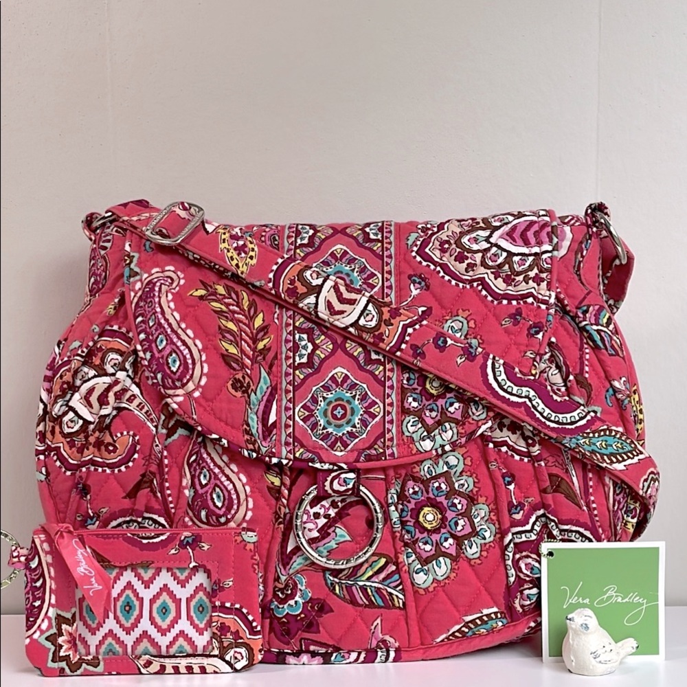 Vera Bradley Shoulder Crossbody Bag With Matching Card Case